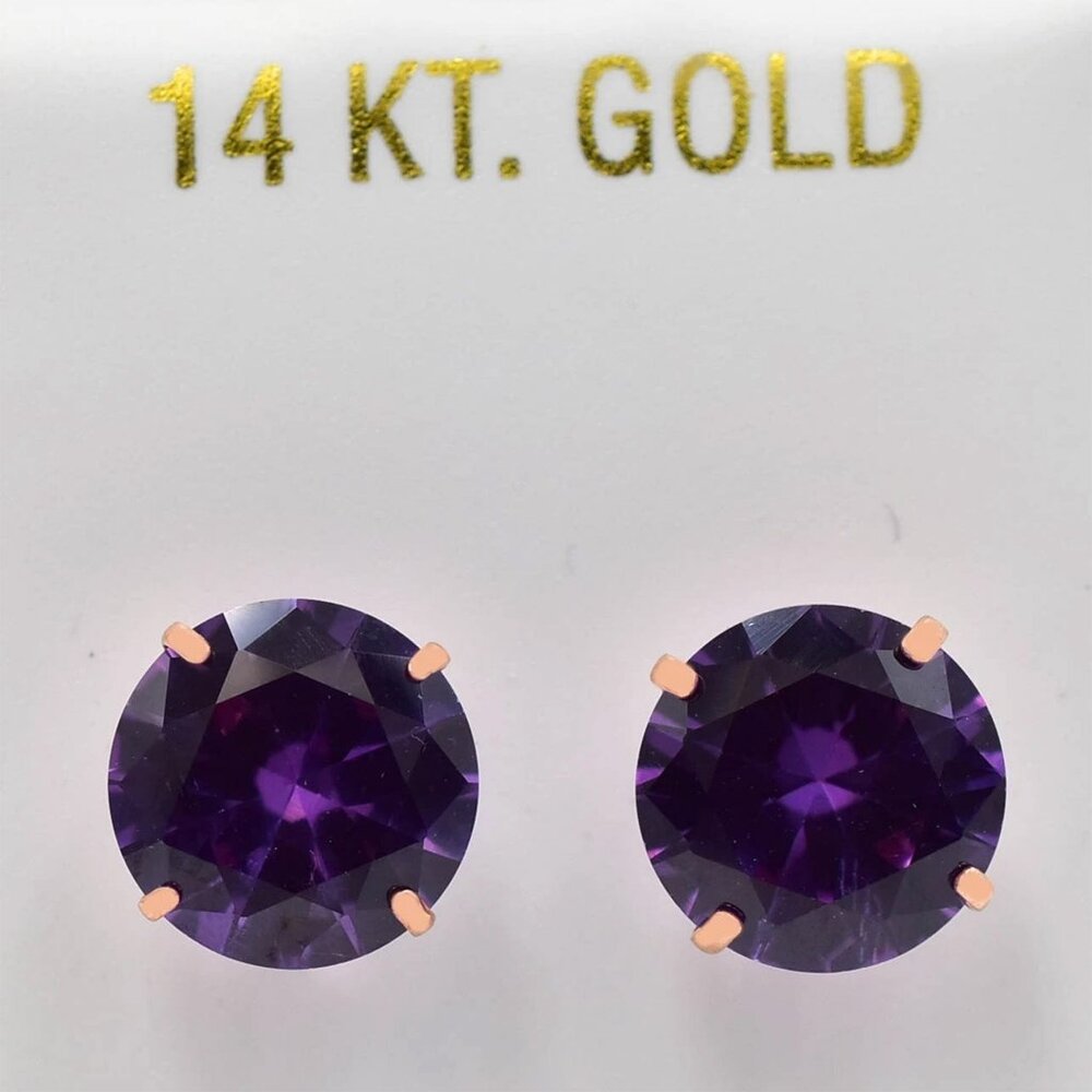 Created 10.48 Cts AAA Alexandrite Stud Earrings 14k Rose Gold
